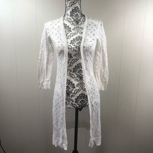 White Open Front Cardigan Size Small
